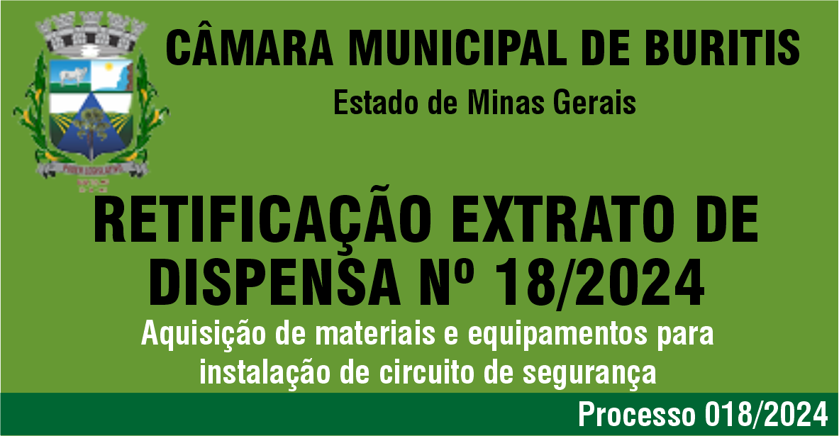 RETIFICAÇÃO EXTRATO DE DISPENSA Nº 18/2024.